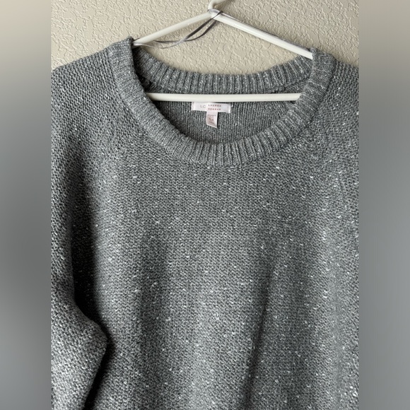 LC Lauren Conrad Knitted Raglan Sweater Heather Grey Size 0X NWT - Picture 5 of 8